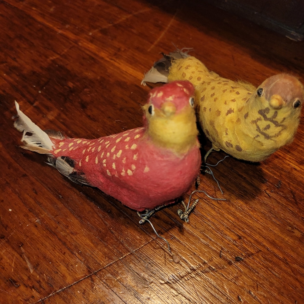 Vintage Pair Of  Bird Ornaments